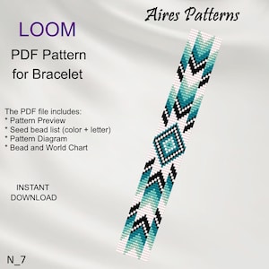 Peut inclure: Un modèle de tissage de perles pour un bracelet avec un motif géométrique dans les tons de bleu, blanc et noir. Le modèle comprend un aperçu, une liste de perles, un diagramme et un tableau des perles et du monde. Le fichier PDF est disponible en téléchargement instantané. Aires Patterns N_7