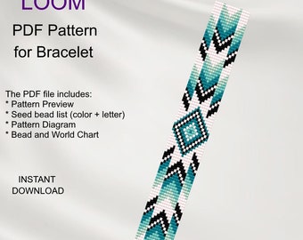 Modèle de bracelet PDF sur métier à tisser de perles, modèle PDF Miyuki Delica de style amérindien, téléchargement immédiat de perles N_7