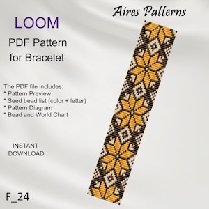 PDF Bead loom  Floral bracelet pattern, Flower Miyuki Delica PDF Pattern, Beading instant download F_24