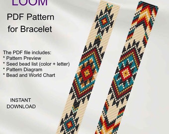 Native Inspired Bead Loom Bracelet Pattern Set: Miyuki Delica (PDF Pattern) S_18