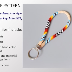 Patrón PDF: Llavero de pulsera estilo indio inspirado en los nativos americanos, llavero de cuerda de crochet con cuentas.