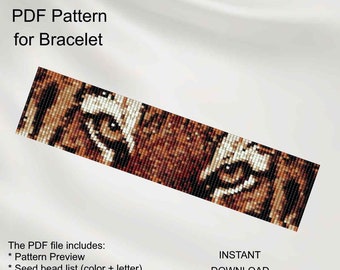 Tiger Eyes LOOM Bracelet Pattern: Miyuki Delica Animal Print (PDF Download) A_6