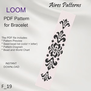 PDF Bead loom Floral bracelet pattern, Flower Miyuki Delica PDF Pattern, Beading instant download F_19