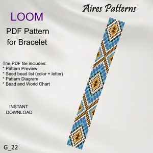 PDF Bead loom bracelet geometric pattern, Miyuki Delica PDF Pattern, Beading instant download G_22