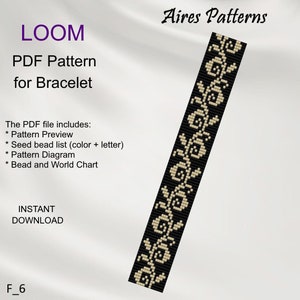 PDF Bead loom bracelet Flower pattern, Miyuki Delica PDF Pattern, Beading instant download F_6