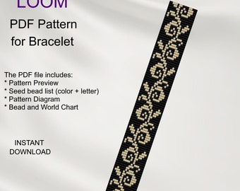 Patrón de flor para pulsera Bead LOOM: Miyuki Delica PDF (descarga instantánea) F_6