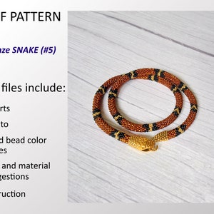 Schema PDF per collana a forma di serpente all&#39;uncinetto, schema per collana con perline all&#39;uncinetto, schema fai da te con motivo a serpente n. 5