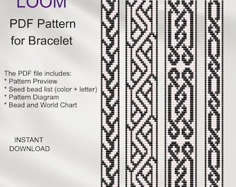 Celtic Knot Bead Loom Bracelet Patterns: Miyuki Delica DIY (PDF Pattern) S_53