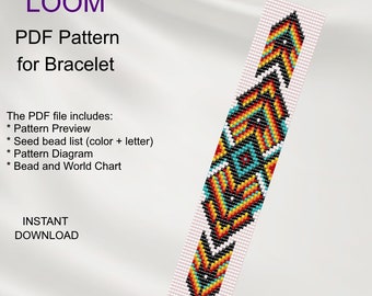 Ethnic Inspired Bracelet Pattern: Miyuki Delica LOOM (PDF Pattern) N_80
