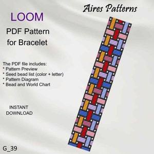 PDF ビーズ ルーム ブレスレット 幾何学模様、ミユキ デリカ PDF パターン、ビーズの即時ダウンロード G_39