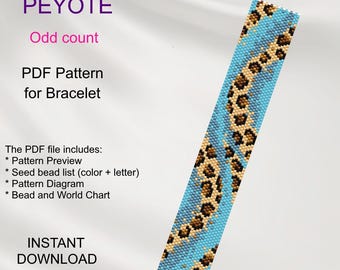 Leopard  PEYOTE Bracelet Pattern, Odd Count Bead Weaving (PDF Pattern) PA_7