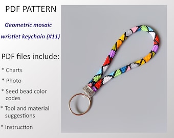 Beaded CROCHET Wristlet Keychain Pattern: Geometric Mosaic (PDF Pattern) #11