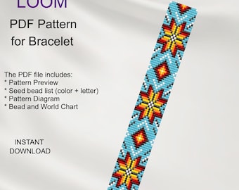 Etnisch geïnspireerd LOOM-armbandpatroon: Miyuki Delica-rocailles (pdf-patroon) N_23
