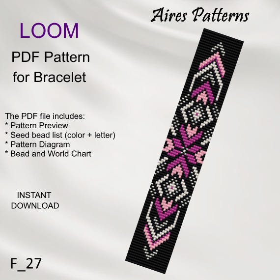 Floral Bead LOOM Bracelet Pattern: Miyuki Delica (PDF Pattern) F_27