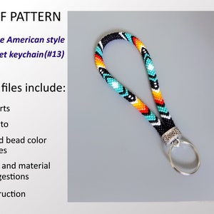 Patrón PDF: Llavero de pulsera estilo indio inspirado en los nativos americanos, llavero de cuerda de crochet con cuentas.