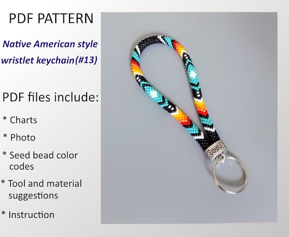 Beaded CROCHET Wristlet Keychain Pattern: Native American Style (PDF Pattern) #13