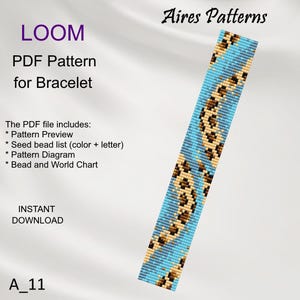 Leopard Loom Bead Pattern, Animal print Miyuki Delica Bracelet, PDF animal pattern, Beading instant download A_11