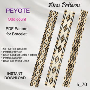 Set of 3, PEYOTE Odd Count Geometric bracelet PDF patterns, Miyuki Delica Pattern, Beading instant download S_70