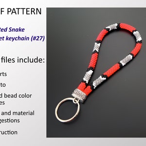CROCHET PDF Pattern Red Snake Bead crochet wristlet keychain, DIY Crafts serpent patterns #27