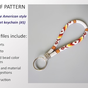 Patrón PDF: Llavero de pulsera estilo indio inspirado en los nativos americanos, llavero de cuerda de crochet con cuentas.