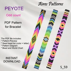 3er Set PEYOTE Armband Anleitung, Neon Miyuki Delica, Perlenstickerei (PDF Download) S_59