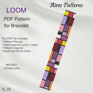 PDF ビーズ ルーム ブレスレット 幾何学模様、ミユキ デリカ PDF パターン、ビーズの即時ダウンロード G_33
