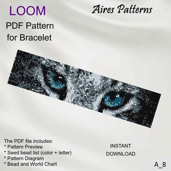 Patrón de pulsera Cat Eyes LOOM: Estampado animal Miyuki Delica (Descarga en PDF) A_8