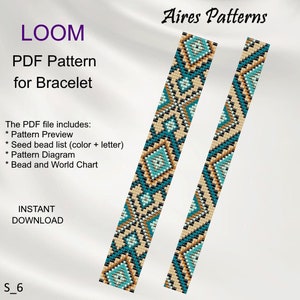 Set of 2, PDF Bead loom bracelet patterns, Native American style Miyuki Delica PDF Pattern, Beading instant download S_6