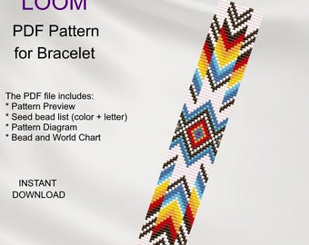 Patrón de pulsera Bead LOOM: Inspiración étnica (Descarga en PDF) N_87