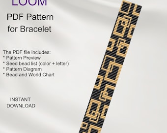Miyuki Delica Geometric Bead LOOM Bracelet Pattern (PDF Download) G_69