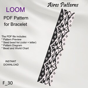 PDF Bead loom Floral bracelet pattern, Flower Miyuki Delica PDF Pattern, Beading instant download F_30