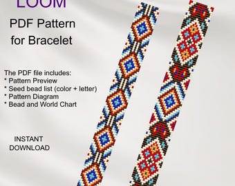 Geometric Bead Loom Bracelet Pattern Set: Miyuki Delica (PDF Download) S_30