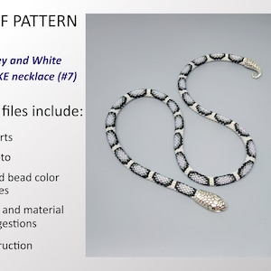 CROCHET PDF Pattern Grey and White Snake Necklace, Bead crochet Pattern Beadwork Necklace, Snake design DIY pattern