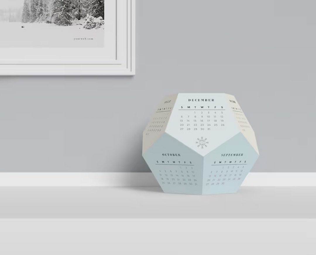 Printable Dodecahedron Calendar 2024 Modern Desk Calendar Etsy