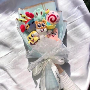 Whole Squad Cartoon Plush Flower Bouquet | Handmade Flower Arrangement | Flower Plush | Cartoon Character Flower Bouquet | Christmas Gifts