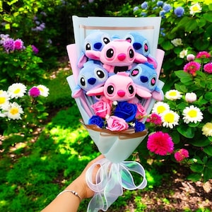 Blue & Pink Koala Big Plush Flower Bouquet | Handmade Flower | Cartoon Character Plush Bouquet | Gifts for Her | Plush Toys | Christmas Xmas