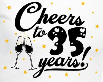 Cheers to 35 Years Couples Set Cut Files | Cricut | Silhouette Cameo | Svg Cut Files | Digital Files | PDF | Eps | DXF | PNG | Anniversary