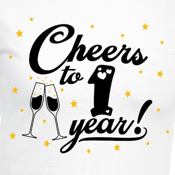 Cheers to 1 Year Couples Set Cut Files | Cricut | Silhouette Cameo | Svg Cut Files | Digital Files | PDF | Eps | DXF | PNG | Anniversary