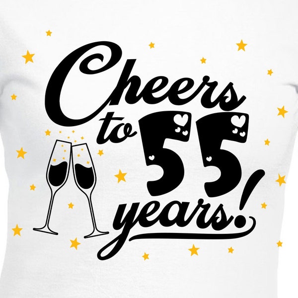 Cheers to 55 Years Couples Set Cut Files | Cricut | Silhouette Cameo | Svg Cut Files | Digital Files | PDF | Eps | DXF | PNG | Anniversary