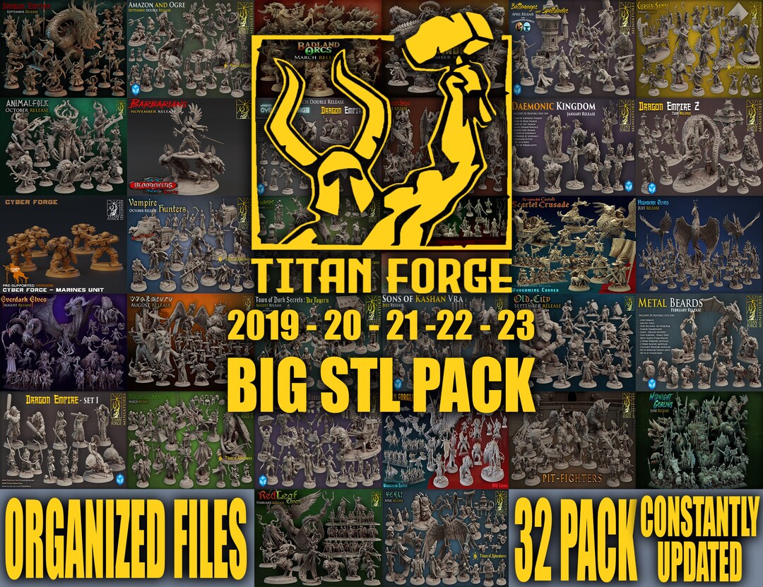 Titan Big STL Releases Pack Miniatures Pack Tabletop Miniatures RPG Miniatures Dnd
