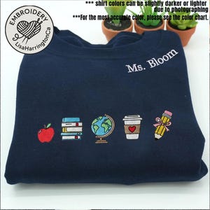 Apple Teacher With Name Embroidered Sweatshirt | Back To School Teacher Sweatshirt | Embroidered Classroom Shirt | Gift for Teacher