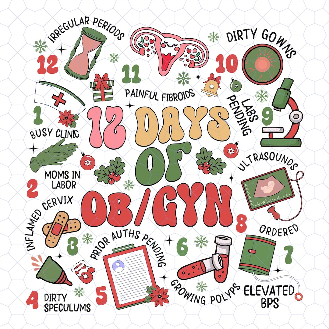 12 Days of OBGYN Christmas Png, Obstetrician Gynecologist Png ...