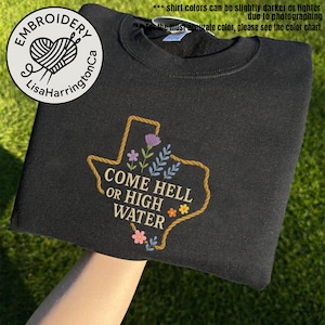 刺繍入りテキサス・ストロング洪水シャツ、ヒルカントリー・ストロングシャツ、テキサス洪水シャツ、テキサスのために祈るTシャツ テキサス・ストロング 地獄か高潮か