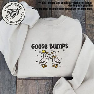 Embroidered Goose Bumps Sweatshirts, Goose Bumps Embroidery Crewneck, Funny Sweatshirts, Unisex Goose Embroidered, Animal Crewneck