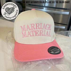 Embroidered Marriage Material Hat, Two Tone Trucker Hat