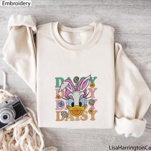 Easter Bunny Cartoon Characters Embroidered Sweatshirt, Easter Embroidery T-shirt, Easter Bunny Embroidery Shirt, Gift for Easter