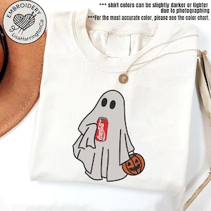 Embroidered Halloween Fall Ghost Drinking Diet Coke Shirt, Diet Coke Social Club Shirt, I Need A Diet Coke T-shirt, Diet Coke Lover Gift
