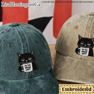 Embroidered Is He Dead Yet Cat Hat, Anti Trump Anti Fascism Hat, Subtle FDT Hat, Protest Democra, Liberal Activist, Political Hat, Cat Lover