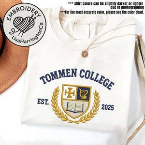 Bookish Embroidered Shirt, Embroidered Tommen College Sweatshirt, Couple Crewneck, Book Lovers Shirt, Bookish Merch