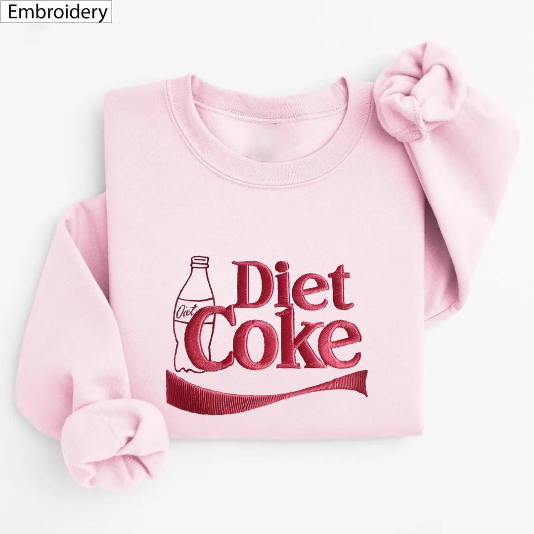 Diet Coke Embroidered Sweatshirt, Diet Coke Social Club Embroidery ...